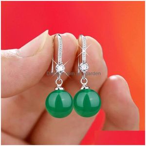 Dangle Kroonluchter Mode Parels Druppel Oorbellen Voor Vrouwen Glanzend Rood Groen Ronde Imitatie Drop Levering Sieraden Oorbellen Dhgarden Otyig