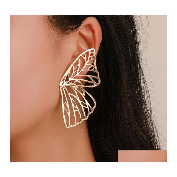 Dangle Lustre Personnalité De La Mode Papillon Ailes Boucles D'oreilles Pour Femmes Or Exagéré Grande Boucle D'oreille Bijoux Drop Livraison Otqdb