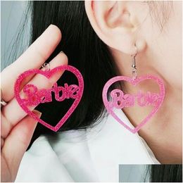 Dangle Chandelier Mode S Dangle Lettre Boucles D'oreilles Kawaii Rose Paillettes Amour Creux Acrylique Coeur Charme Boucle D'oreille Filles Dessin Animé C Dhyum