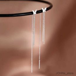 Boucles d'oreilles à chaîne à longue chaîne à chaîne à longue chaîne pour lustre en lustre en argent à longue chaîne pour femmes
