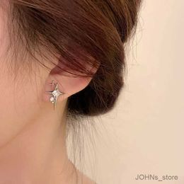 Bengelen kroonluchter mode zilveren kleur kruisster zirkon stud oorbellen voor vrouwen meisje Koreaanse vierpuntige ster persoonlijkheid oorbellen sieraden