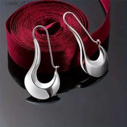 Candelier Dangle Fashion Silver Color Metal Pendientes lisos Elegante Long Welding Hoop for Women Jewelry H240423