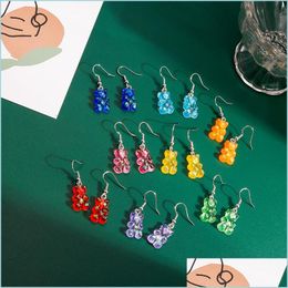 Dangle Lustre Mode Simple Mignon Colorf Acrylique Animal Ours Dangle Boucles D'oreilles Pour Filles Femmes Enfants Anniversaire Gif Dhseller2010 Dhtqh