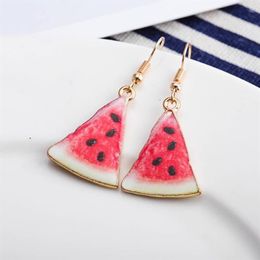 Dangle Kroonluchter Mode Zomer Watermeloen Fruit Sieraden Oorbellen Creatieve Aardbei Grapefruit Kiwi Ananas Meisje Party Gift182O