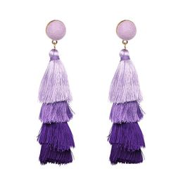 Bengelen kroonluchter mode kwast oorbellen colorf gelaagde bohemian drop -lagere thread vrouwen geschenken sieraden levering dhgarden dhzzc