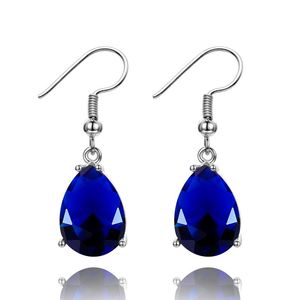 Bengelen kroonluchter mode wit goud topaz drop oorbellen voor vrouwen luxe vrouw zilveren oorring koninklijke blauwe edelsteen sieraden groothandel