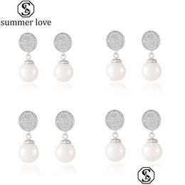 Bengelen kroonluchter mode witte parel drop -oorbellen eenvoudige hoepel strass Stud voor vrouwelijke meisjes elegice sieraden geschenkenz del dhgarden dhzu4