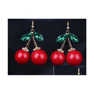 Dangle Chandelier Frozen Cherry Boucles d'oreilles Lovely Red Fruit Ear Stud Crystal Rhinestone Fashion Charm 12Pairs / Lot E85 Drop Delivery Dh7P3