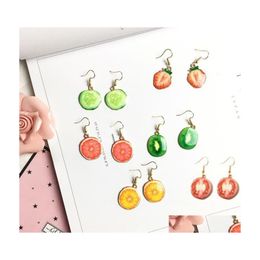 Dangle Chandelier Boucles d'oreilles en forme de fruits Belle Pomme Pastèque Stberry Kiwi Boucles d'oreilles pour femme et fille Drop Delivery Jewelry Ot2Qn