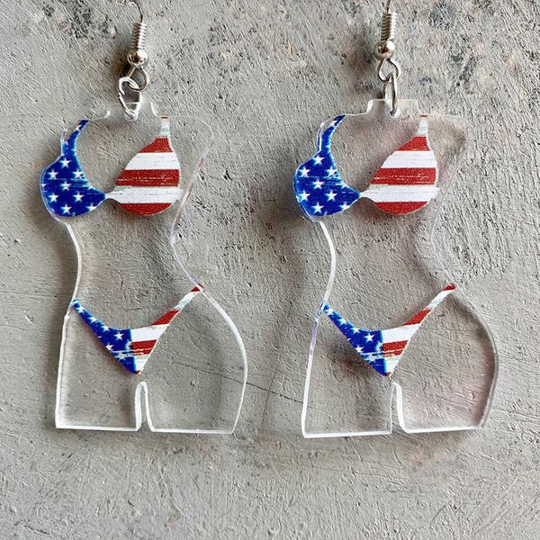 Cuelga la lámpara interior divertida Modelo Pendientes Día de la Independencia Americana Bandera Girasol Texas Imprimir Joyería Pendientes del cuerpo femenino para las mujeres Z0411