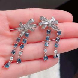 Dangle Kroonluchter Gemicro Natuurlijke Drop Topaz Earring 925 Sterling Zilveren Vrouwen Oorbellen Sieraden Luxe JewelryDangle