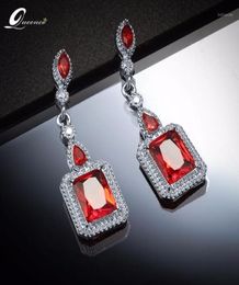 Boucles d'oreilles rouges de cristal géométrique en lustre en peluche pour femmes bijoux de mariée de créateur ethnique Orecchini Aretes Mujer Accesces3786830