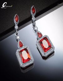 Bengelen kroonluchter geometrische kristallen rode oorbellen voor vrouwen etnische ontwerper bruidsjuwelen oorring orecchini aretes mujer acces2880195