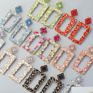 Dangle Kroonluchter Geometrische Strass Druppel Oorbellen Voor Vrouwen Oversize Rec Dangles Fashion Design Street Party Statement Oorbel G Dhuja