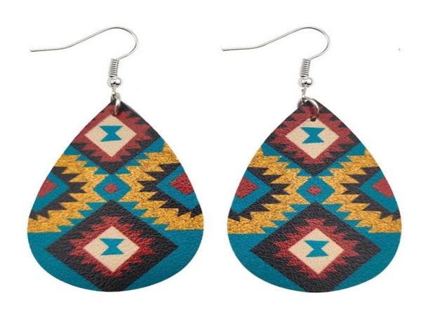 Chandelier en zigzag géométrique Chandelier UV PU Le cuir en cuir en cuir aztec Boucles d'oreilles pour femmes bijoux ethniques Bijoux G6893602