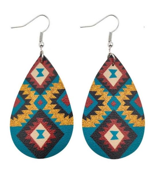 Chandelier Geométrique Zigzag Modèle UV PU Cuir en cuir en cuir Aztec Boucles d'oreilles pour femmes Bijoux ethniques Bijoux G7999553