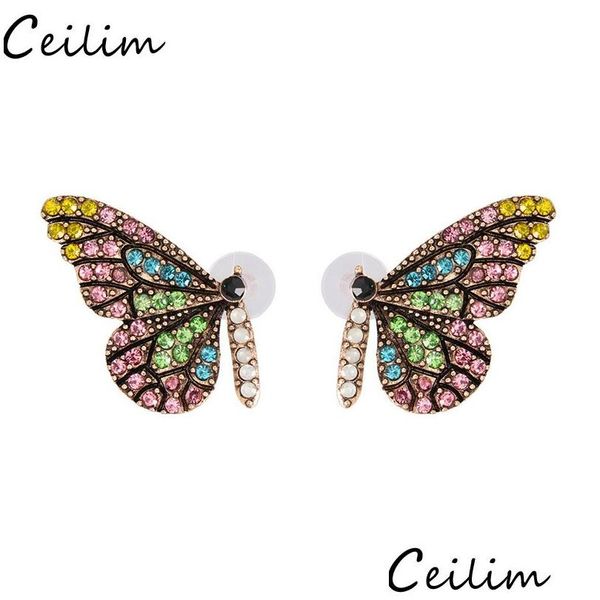 Dangle Chandelier Glass Butterfly Wing Boucles d'oreilles Design simple et unique avec une palette de couleurs exclusive pour les femmes Drop Delivery Jewelry Dhahx