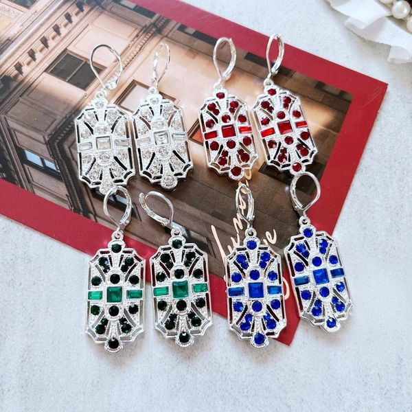 Dangle Lustre Verre Pierre Rouge Blanc Bleu Vert Boucles D'oreilles Pendentif Géométrique Accessoires Pour WomenDangle