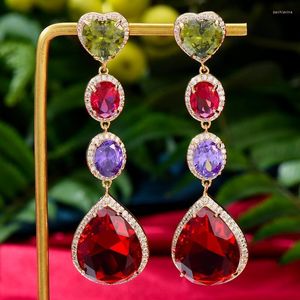 Bengelen kroonluchter Godki iced hiphop kwastjes oorbellen voor vrouwen bruiloft geometrische drop earring brinros vrouwelijk diy mode sieraden cadeau