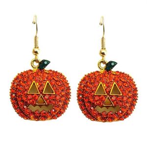 Dangle Kroonluchter Goud Strass Pompoen Oorbellen Halloween Kerst Leuke Plant Sieraden Hele Cadeau Accessoires194A