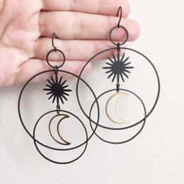 Bengelen kroonluchter gotische heks van de maan oorbellen drop geometrische halve maan hippie statement heksachtige sieraden punk mode prachtige vrouwen