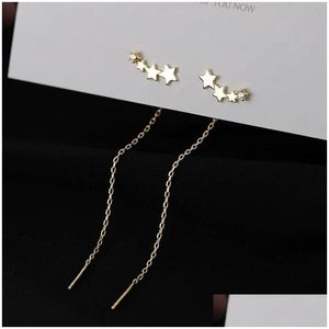 Dangle Lustre Dégradé Trois Étoiles Dangle Boucle D'oreille Femme À La Mode Strass Étoile À Cinq Branches Gland Boucles D'oreilles Sier Earline Femmes Dhvns