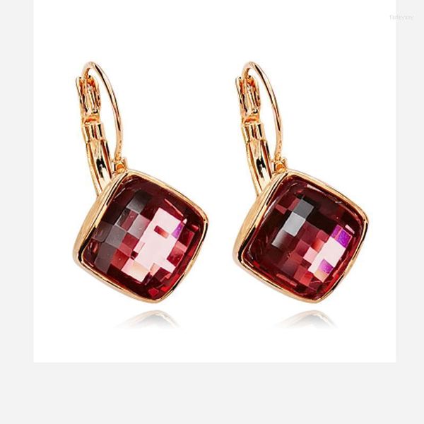 Pendientes colgantes de cristal gris para mujer, Color plata, oro rosa, regalo redondo, joyería de gota para fiesta, venta al por mayor, colgante para niñas Farl22