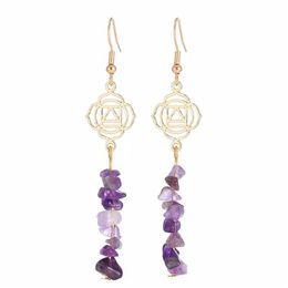 Dangle Kroonluchter Handgemaakte Amethist Crused Stone Earring Healing Crystal Drop Oorbellen Yoga Sieraden Voor Vrouwen Levering Dhcia