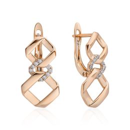 Cuelga la lámpara Hanreshe Polygon Drop Earrings Classic 585 Rose Gold Diamond Jewelry para mujer Christmas PresentDangle