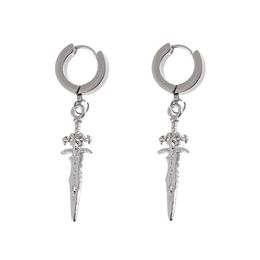 Dangle Kroonluchter HipHop Rock Staniless Staal Dagger Drop Oorbellen Voor Mannen Vrouwen Kleine Zwaard Punk Mode-sieraden 2021 Gift2948