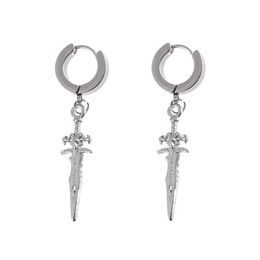 Boucles d'oreilles pendantes pour hommes et femmes, lustre HipHop Rock en acier inoxydable, petite épée Punk, bijoux à la mode, cadeau 2021, 273K