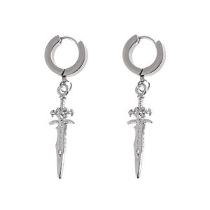 Boucles d'oreilles pendantes pour hommes et femmes, lustre HipHop Rock en acier inoxydable, petite épée Punk, bijoux à la mode, cadeau 2021, 188s