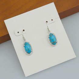 Dangle Lustre Crochet Pierre Véritable Plaqué Or 18 Carats Fil d'Or turquoise Dangles Boucles D'oreilles Bijoux Lettre Cadeau Avec sac à poussière gratuit