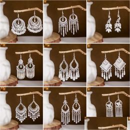 Dangle Lustre En Bk 38 Styles Boucles D'oreilles Pour Femmes Mode Dames Exotique Rétro Littéraire Classique Crochet Creux Pendentif Bijoux Dr Dh157