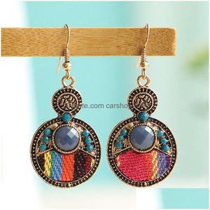 Dangle Lustre Indien Jhumka Ethnique Petit Frais Rond Tissu Eau Boucles D'oreilles Femmes Perles Rouges Mode Rétro Voyage Vacances Jewelr Dhrik