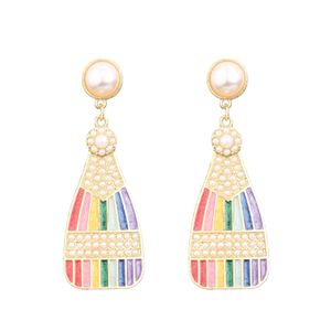 Dangle Kroonluchter Ins Mode Creatieve Regenboog Kleur Wijnfles Oorbellen Vrouwen Meisjes Zoete Koreaanse Stijl Parel Strass Oorbel G Dhieh