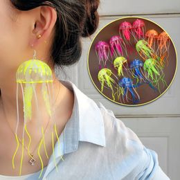 Pendientes colgantes de medusas de araña para mujer, coloridos, transparentes, exagerados, largos, borla, gota única, joyería de verano a la moda 230519