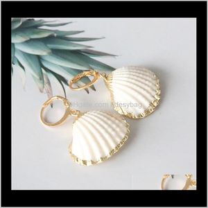 Bengelen kroonluchter sieradencreatieve vrouwen mode zeeschelp long bungelende oorbellen natuurlijke shell -schelp goud kleur earring meisje strand sieraden t