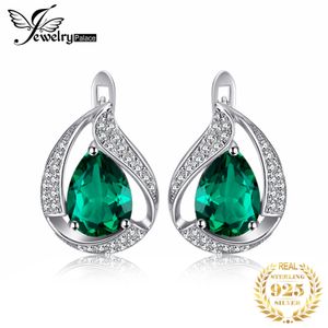 Bengelen kroonluchter sieraden groene simulatie nano smaragd 925 sterling zilveren hoepel clip oorbellen voor vrouwen verklaring peer gesneden edelsteen sieraden 221208