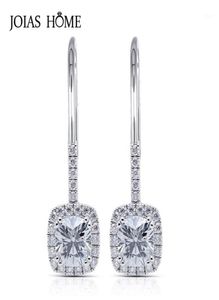 Dangle Chandelier JoiasHome 925 boucles d'oreilles en argent sterling version coréenne de cristal clair quatre griffes carré diamant ensemble de bagues Femal8772140