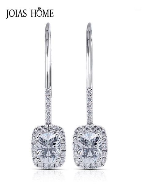 Dangle Chandelier JoiasHome 925 boucles d'oreilles en argent sterling version coréenne de cristal clair quatre griffes carré diamant ensemble de bagues Femal3999456