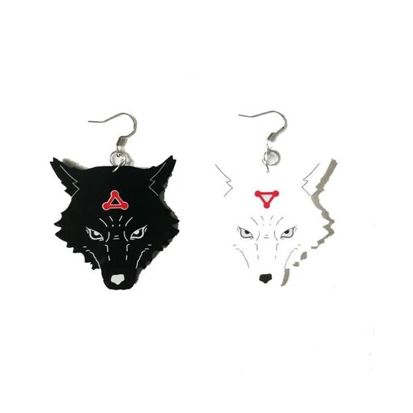 Lustre pendant Jujutsu Kaisen, boucles d'oreilles Cosplay Anime, noir et blanc, chiens divins Megumi Fushiguro2733