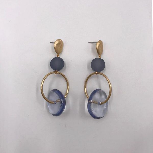 Colgante candelabro KaraKale Boho joyería de moda gótico azul transparente resina cuentas anillo pendientes Vintage oro pendientes para mujer ED01