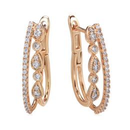 Bengelen kroonluchter kinel 585 roségouden vrouwen drop oorbellen creatieve geometrie symmetrie natuurlijke zirkoon hoge kwaliteit dagelijkse fijne juwelhoekige.
