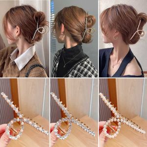 Dangle Lustre Coréen Dames Perle Cristal Griffe De Cheveux De Mode Croix En Métal Carb Pinces À Cheveux Pour Les Femmes Élégant Accessoires De Cheveux Hairgrips Épingles À Cheveux Z0608