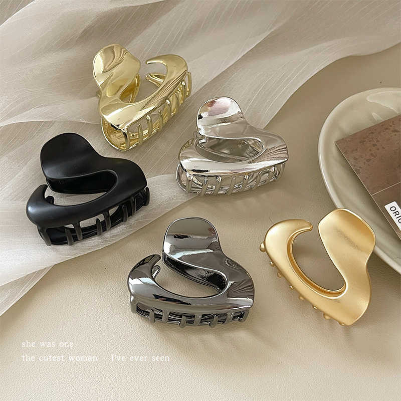 Lampadario pendente coreano piccolo irregolare fermaglio in metallo granchio artiglio per capelli per donne ragazze accessori oro argento nero morsetto mascella copricapo regali Z0608