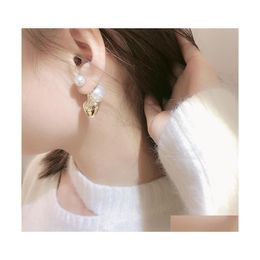 Dangle Chandelier Style coréen Mode Perle Métallique Coeur MTI Fonction Boucles d'oreilles pour femmes 2022 Bijoux à la mode Brincos Drop Delive Dhnf0