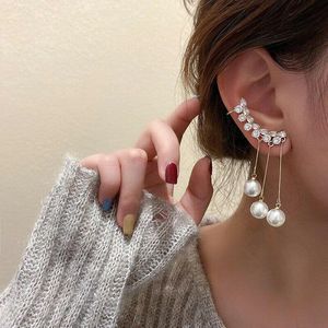 Cuelga la lámpara coreana de moda exquisita borla de circón pendientes largos de perlas Jwellery mujeres 2022Dangle