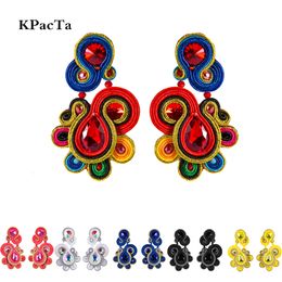 Dangle Lustre KPACTA Conception Style Ethnique En Cuir Boucles D'oreilles De Mode Bijoux Femmes Soutache À La Main Tissage Grande Boucle D'oreille Suspendue Cadeau 230209