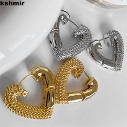 Bengelen Kroonluchter kshmir Zuid-korea Overdreven textuur hart oorbel eenvoudige geometrische lange vrouwen sieraden accessoires 230621